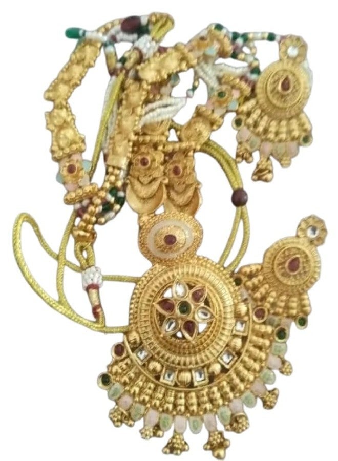 Bhumi Creation Alloy Mangalsutra, Traditional Gold-Toned Pendant with Kundan and Beaded Chain - Image 1