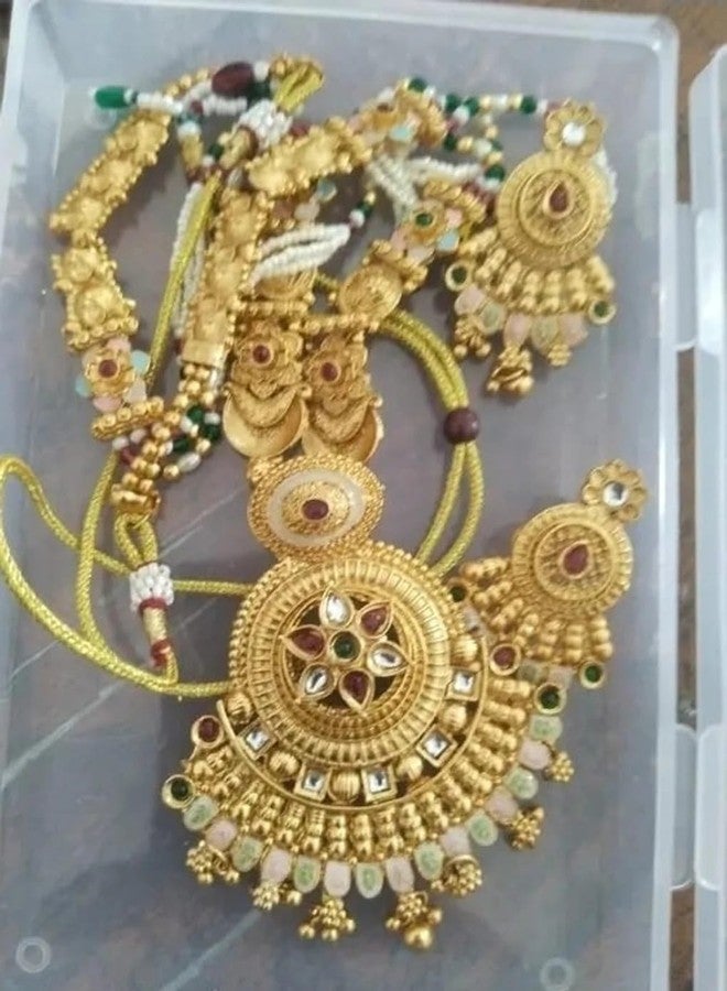 Bhumi Creation Alloy Mangalsutra, Traditional Gold-Toned Pendant with Kundan and Beaded Chain - Image 2