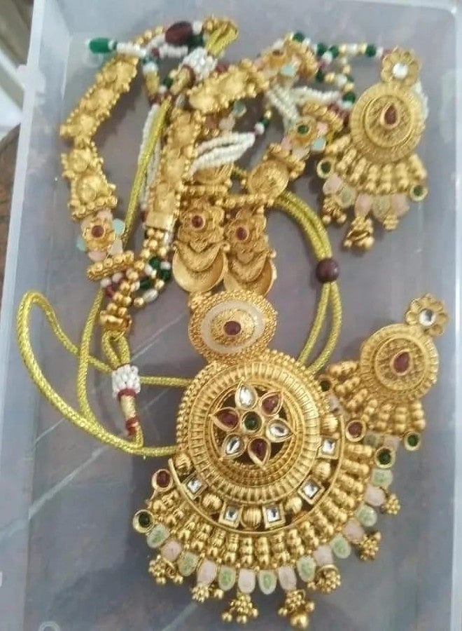 Bhumi Creation Alloy Mangalsutra, Traditional Gold-Toned Pendant with Kundan and Beaded Chain - Image 3