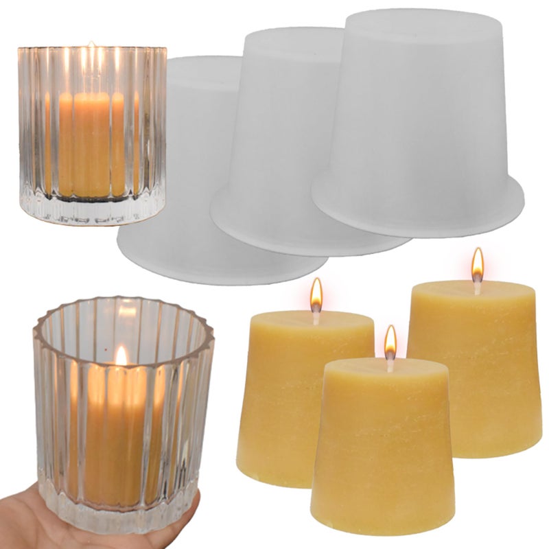 3 Pack Cylinder Candle Mold  Votive Candle  Silicone 3D Molds for Pray Peony  Home Decor  Resin Casting  Soap Making Molds