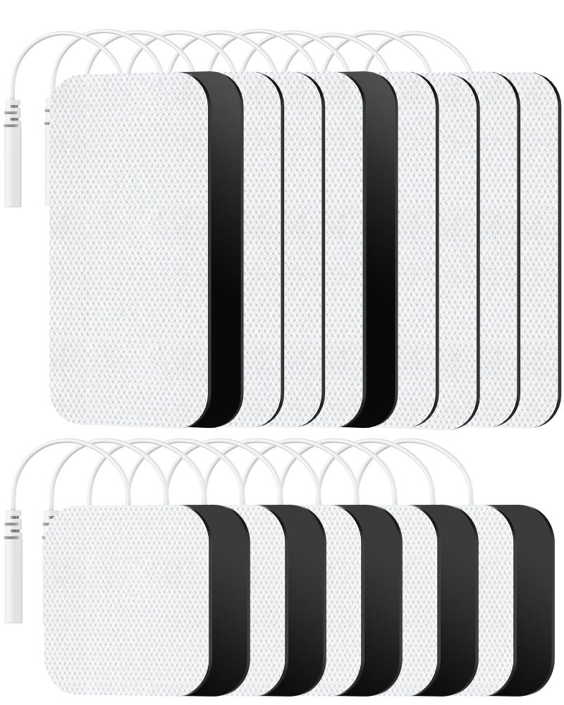 TENS Unit Replacement Pads Nursal Reusable SelfAdhesive Electrodes Pads 20 Packs 2x2 2x4 Latex Free Pigtail TENS Pads Compatible with TENS 7000 AUVON TENS Etekcity Nicwell Care Tens