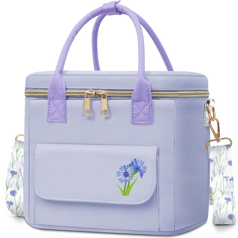 GLORIEROO Lunch Box for Girls Women  Insulated Leakproof Waterproof Lunch Bag Cooler with Multi Pockets Removable Strap for Work  Back to School Christmas Birthday Gift Purple
