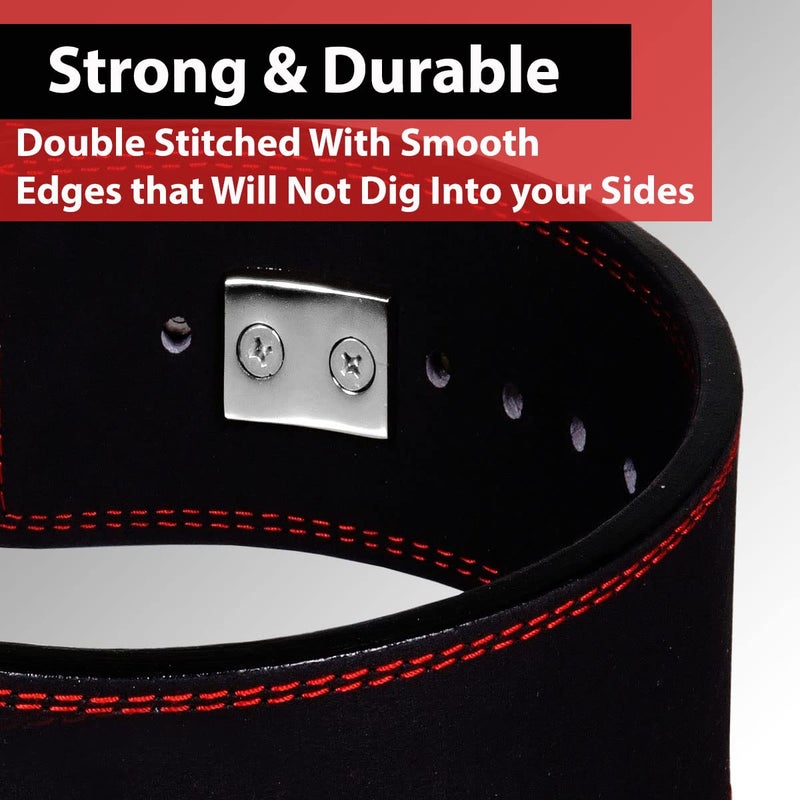 IBRO Powerlifting Lever Gym Belt â€“ Power 10MM Extreme Heavy Duty Genuine Leather Belts - Squats Deadlifts Bodybuilding Weight Lifting IPF Power Lifting Strongman for Men Black S - Image 5
