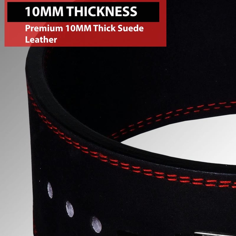 IBRO Powerlifting Lever Gym Belt â€“ Power 10MM Extreme Heavy Duty Genuine Leather Belts - Squats Deadlifts Bodybuilding Weight Lifting IPF Power Lifting Strongman for Men Black S - Image 3