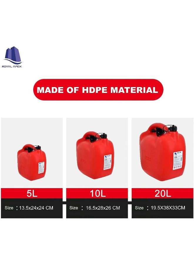 Royal Apex Jerry Can Pvc Fuel Can Container For Oil Petrol Diesel Storage Moving Red Cans Un Regulations Approved Heavy Duty Backup Petrol Tanks Mount For Motorcycle Suv Atv Most Cars 20 Ltr  - Image 3