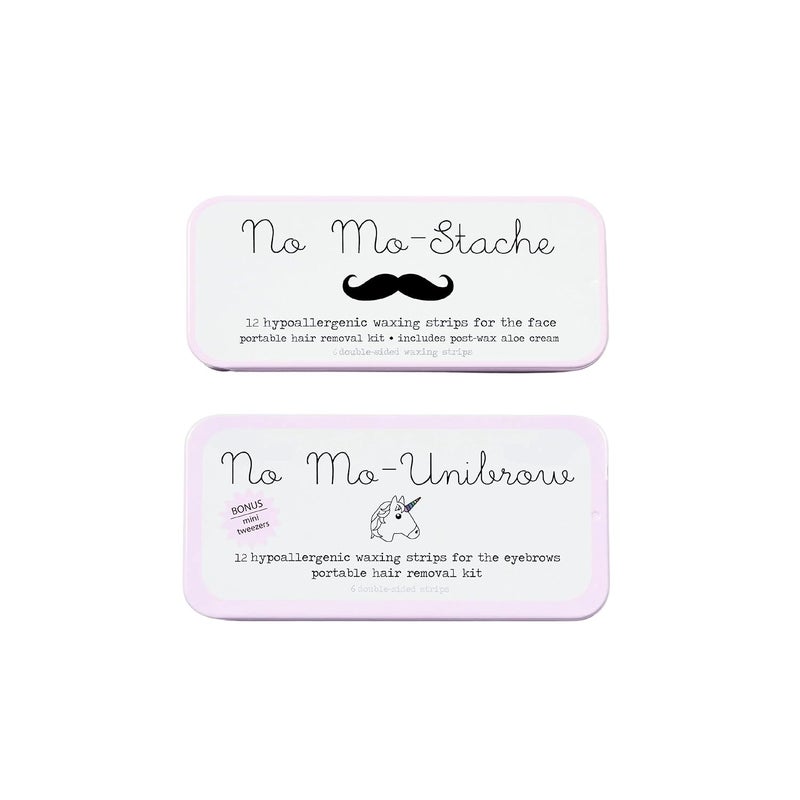 Mini Duo - 12 Count Brow and Lip Wax Kit, 2 Piece Set - As Seen On Shark Tank - Hair Removal Wax Strips with Tweezers for Face, Brows and On-The-Go Use