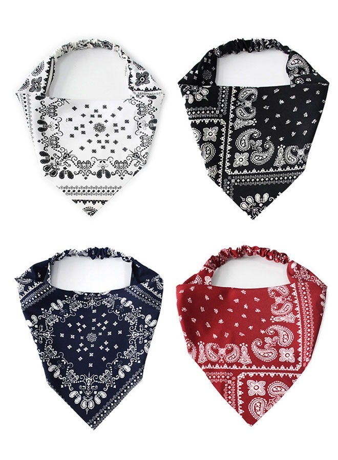 وهاواي 4 Pack Hair Scarf Headband for Women, Elastic Boho Triangle Bandana Head Scarf, Non Slip Paisley Print Headbands Hair Scarves for Women and Girls, Hair Accessories - Image 1