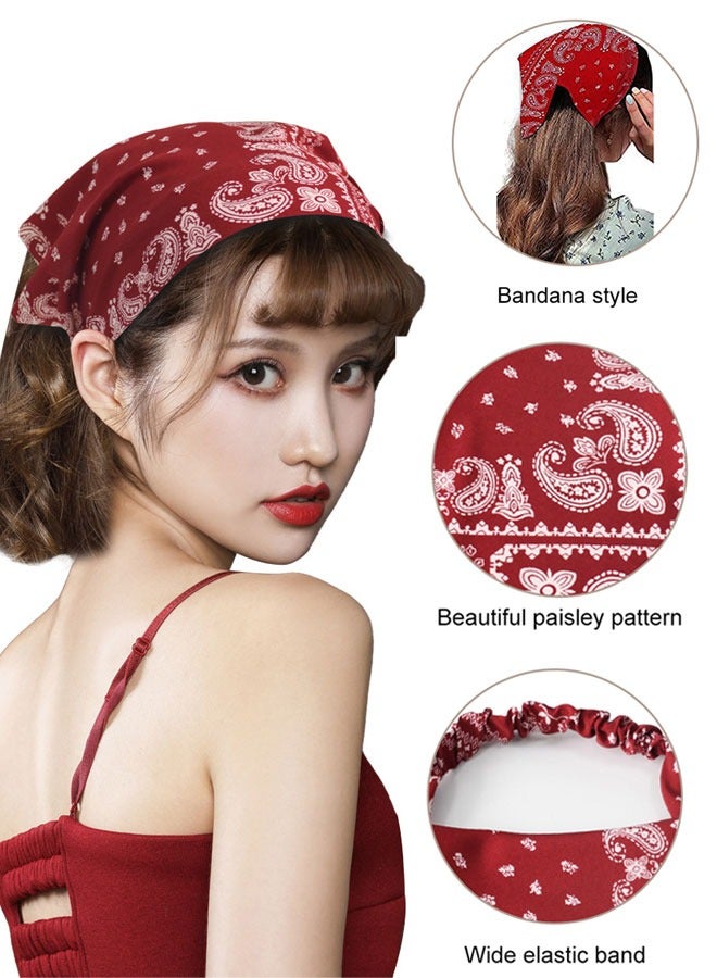 وهاواي 4 Pack Hair Scarf Headband for Women, Elastic Boho Triangle Bandana Head Scarf, Non Slip Paisley Print Headbands Hair Scarves for Women and Girls, Hair Accessories - Image 3