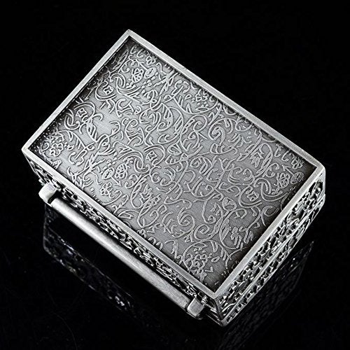 AVESON Vintage Metal Jewelry Box Small Trinket Storage Organizer Box Chest Ring Case for Girls Women, Tin Color, Small - Image 5