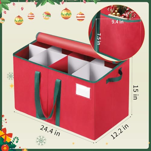 EverMerry Nutcracker Storage Containers and Figurine Collectibles Storage Box， Large Ornament Storage Organizer Stores Up to 8 Holiday Christmas Nutcrackers Figurines-Carolers Ornaments Red/15 Inches - Image 2