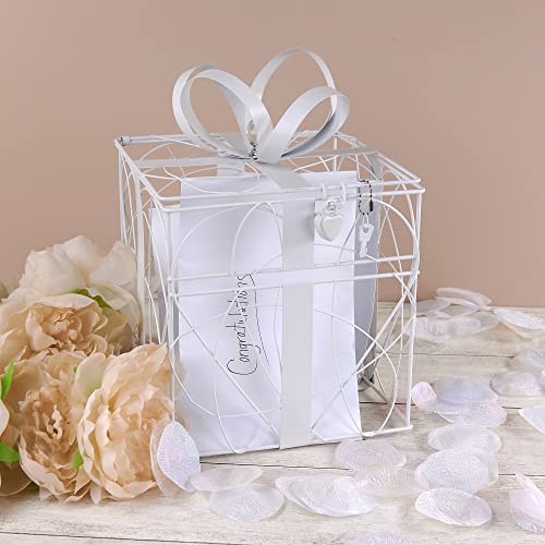 Simplicity White Metal Wedding Card Box, 8.5'' L x 9'' W x 11.2'' H - Image 5
