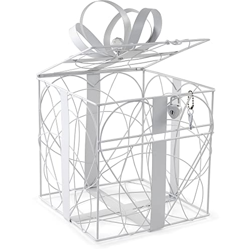 Simplicity White Metal Wedding Card Box, 8.5'' L x 9'' W x 11.2'' H - Image 2