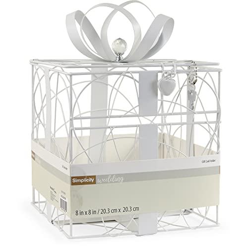 Simplicity White Metal Wedding Card Box, 8.5'' L x 9'' W x 11.2'' H - Image 1