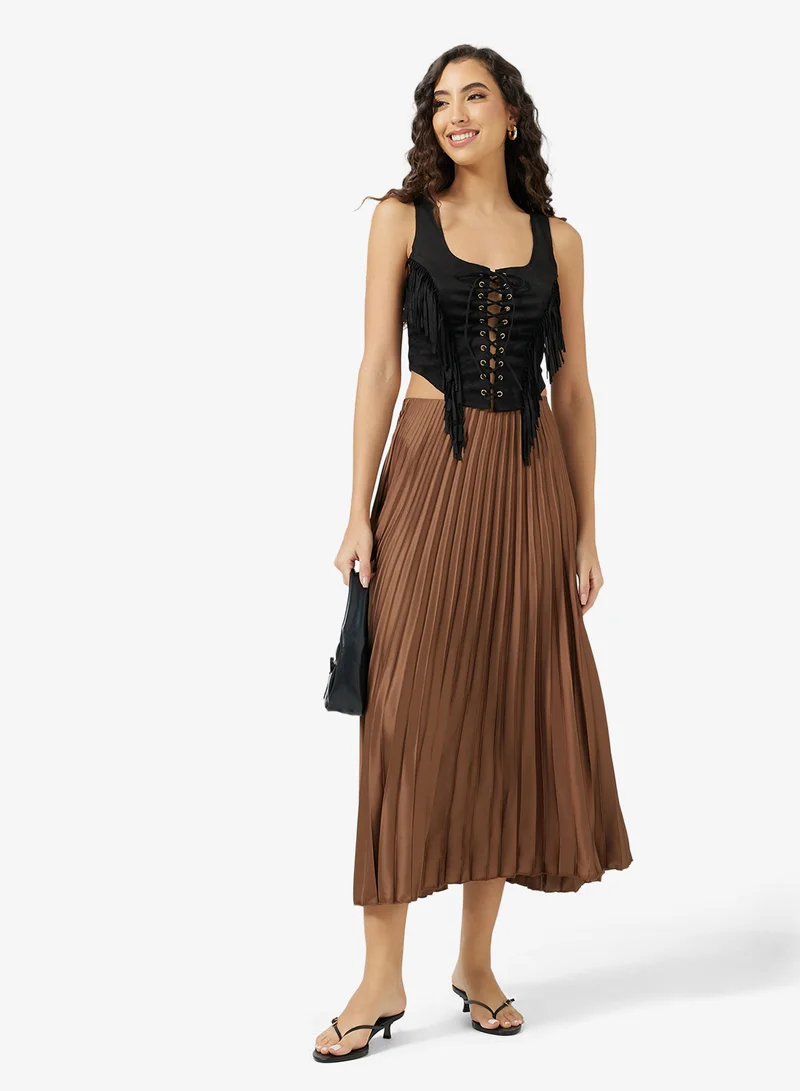 Ginger Tie Up Fringe Detail Corset Top
