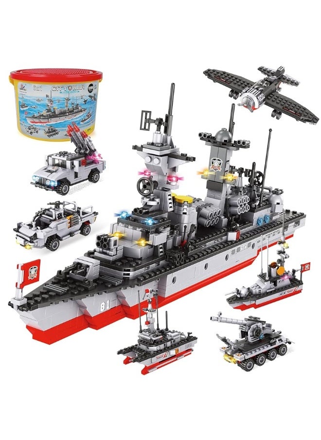 EP EXERCISE N PLAY 1296 Pieces Aircraft Carrier Building Blocks Set, Military Warship Battleship Building kit with Airplane, Patrol Boat, Army Car, Tank, Creative Roleplay Ship Gift Toys for Kids Boys Girls 6-12 Years  - Image 5