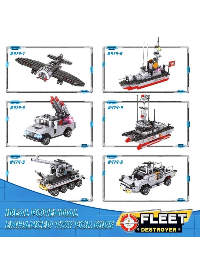 EP EXERCISE N PLAY 1296 Pieces Aircraft Carrier Building Blocks Set, Military Warship Battleship Building kit with Airplane, Patrol Boat, Army Car, Tank, Creative Roleplay Ship Gift Toys for Kids Boys Girls 6-12 Years  - Image 4