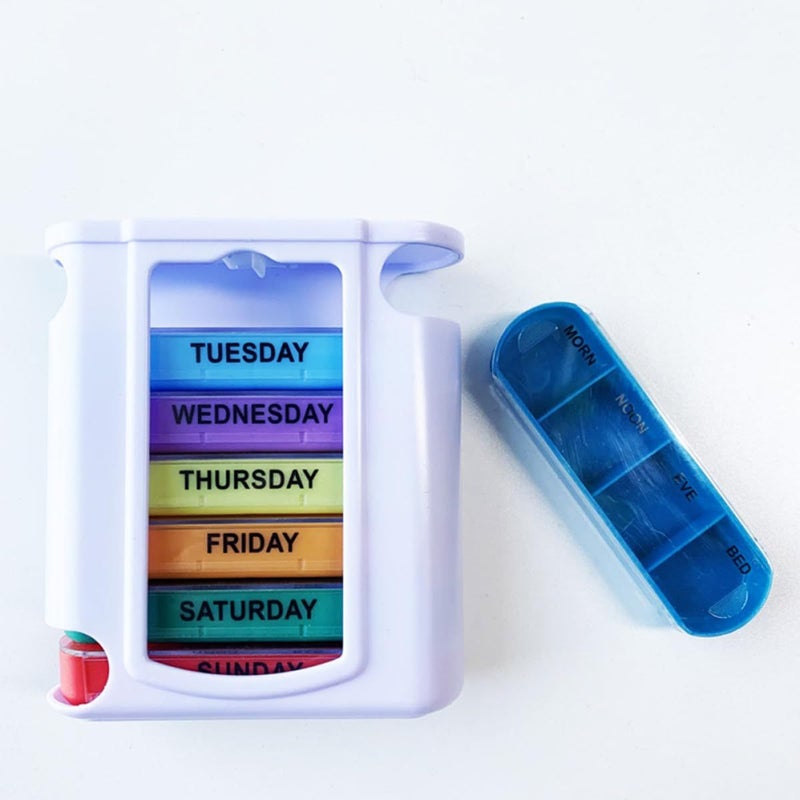 Weekly Plastic Drawer Pill Organizer Case 28 Compartments Portable Medicine Container For Travel Daily Medication Management White - Image 5