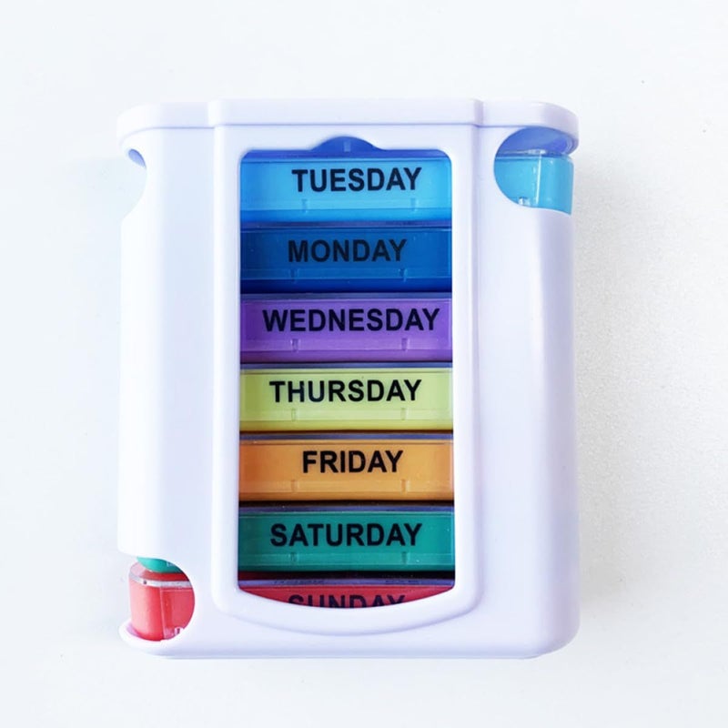 Weekly Plastic Drawer Pill Organizer Case 28 Compartments Portable Medicine Container For Travel Daily Medication Management White - Image 4