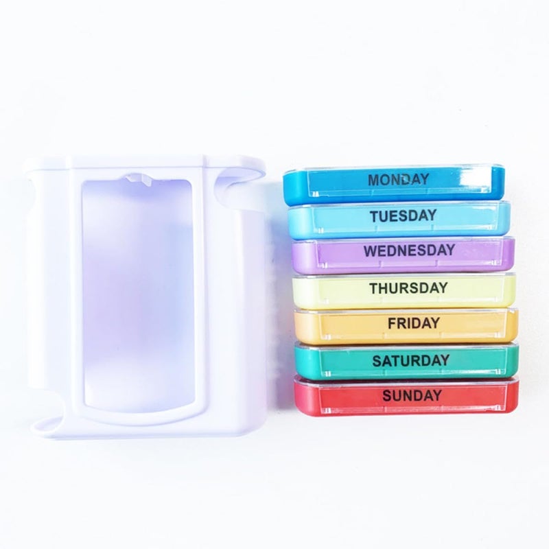 Weekly Plastic Drawer Pill Organizer Case 28 Compartments Portable Medicine Container For Travel Daily Medication Management White - Image 3
