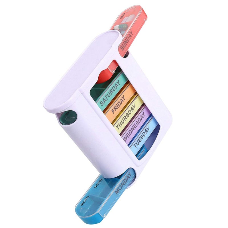 Weekly Plastic Drawer Pill Organizer Case 28 Compartments Portable Medicine Container For Travel Daily Medication Management White - Image 2