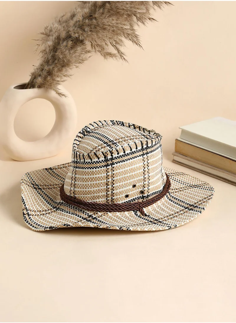 Haute Sauce Checkered Cowboy Hat - Beige