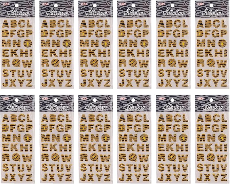 3A 2440-11 English Letters Foam Stickers Set Of 12 Pieces For Kids - Gold - 3A-5088-Gold3