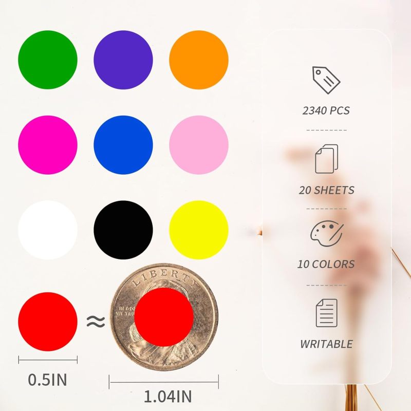 Red Dot Labels: 2cm Diameter, 2340 Total Count - High Quantity Color Coded Labels for Courtyard Garage Price Organization - Image 2