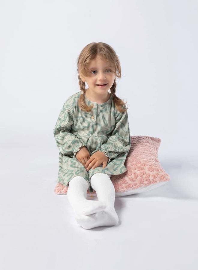 Petrass جوارب بنات صغار محبوكة بالكابل، جوارب قطنية كاملة القدم بدون seams، ليجنز بدون seams للبنات حديثي الولادة 3/4/5/6، أبيض فاتح 3 عبوات، 12-18 شهر - Image 4