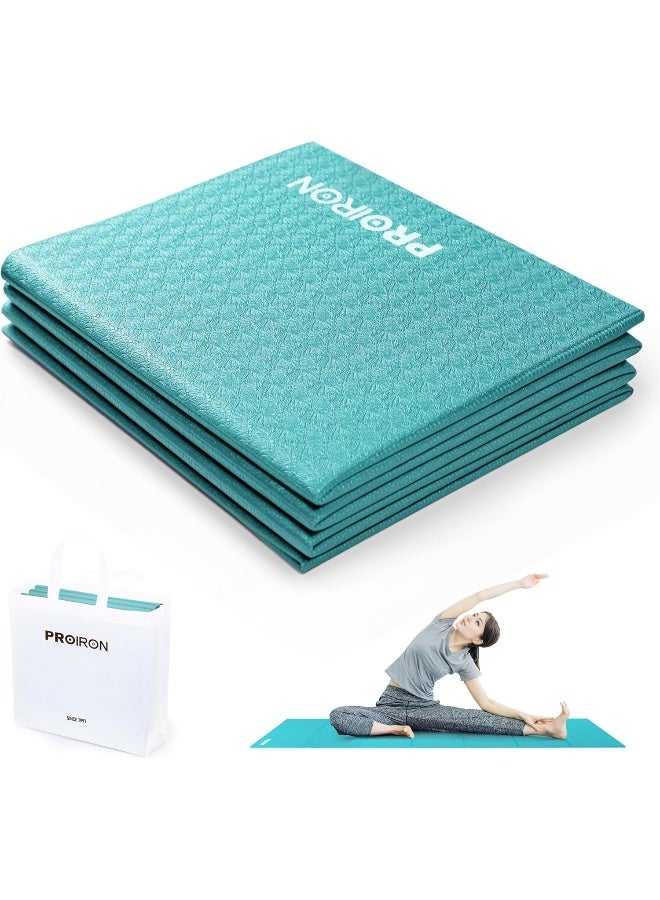 PROIRON Yoga Mat Folding Travel Exercise Mat Non Slip Double-Sided Professional Pilates Mat Foldable Easy to Carry to Class Beach Park Travel Picnics (With Storage Bag) - Image 1