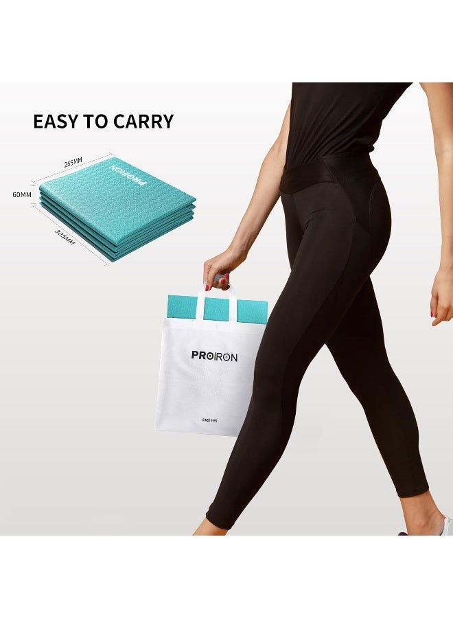 PROIRON Yoga Mat Folding Travel Exercise Mat Non Slip Double-Sided Professional Pilates Mat Foldable Easy to Carry to Class Beach Park Travel Picnics (With Storage Bag) - Image 2