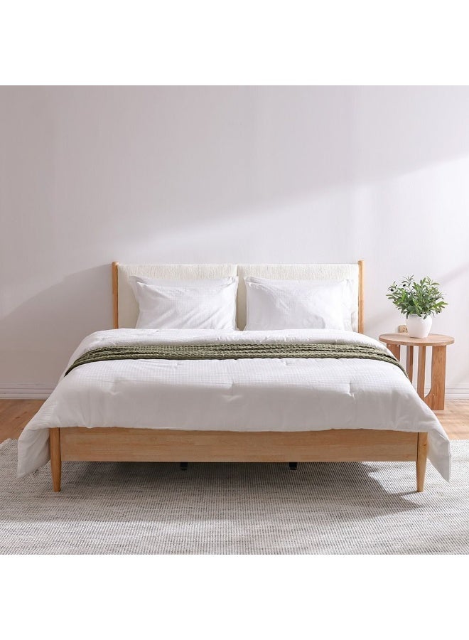 DANUBE HOME سرير ملكي 180x200 مع رأس سرير مبطن | تصميم حديث مزدوج خشبي مصنوع في ماليزيا - طبيعي - Image 2