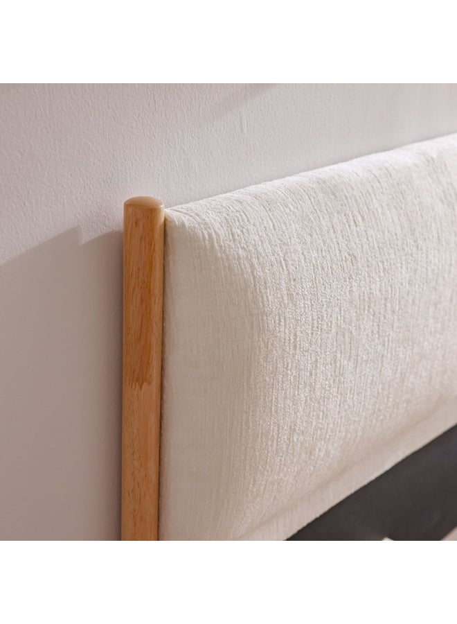 DANUBE HOME سرير ملكي 180x200 مع رأس سرير مبطن | تصميم حديث مزدوج خشبي مصنوع في ماليزيا - طبيعي - Image 5