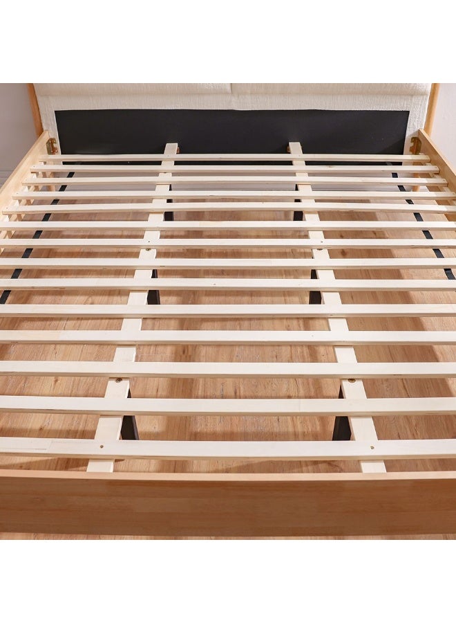 DANUBE HOME سرير ملكي 180x200 مع رأس سرير مبطن | تصميم حديث مزدوج خشبي مصنوع في ماليزيا - طبيعي - Image 4