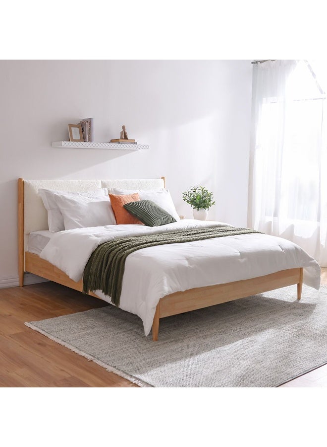 DANUBE HOME سرير ملكي 180x200 مع رأس سرير مبطن | تصميم حديث مزدوج خشبي مصنوع في ماليزيا - طبيعي - Image 1