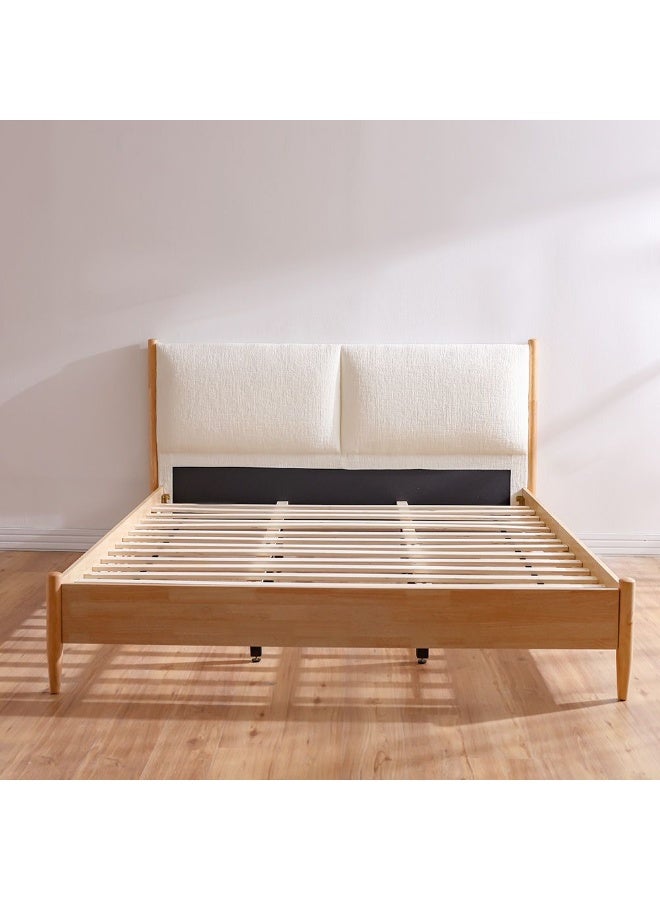 DANUBE HOME سرير ملكي 180x200 مع رأس سرير مبطن | تصميم حديث مزدوج خشبي مصنوع في ماليزيا - طبيعي - Image 3