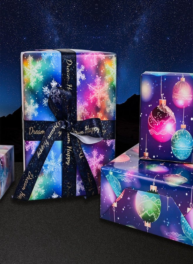 Vnaaem Christmas Wrapping Paper for Boys Girls Kids - Colorful Rainbow Xmas Gift Wrap with Snowman Tree Ball Snowflakes Design for Holiday Winter Paty - 20 x 28Inches Per Sheet(8 Pack - Image 3