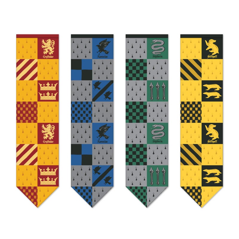 Conquest Journals Harry Potter Hogwarts House Quidditch Large Flags Set of 4 Polyester 12 x 49 Gryffindor Slytherin Ravenclaw Hufflepuff Banners Party and Wall Decor Officially Licensed - Image 2