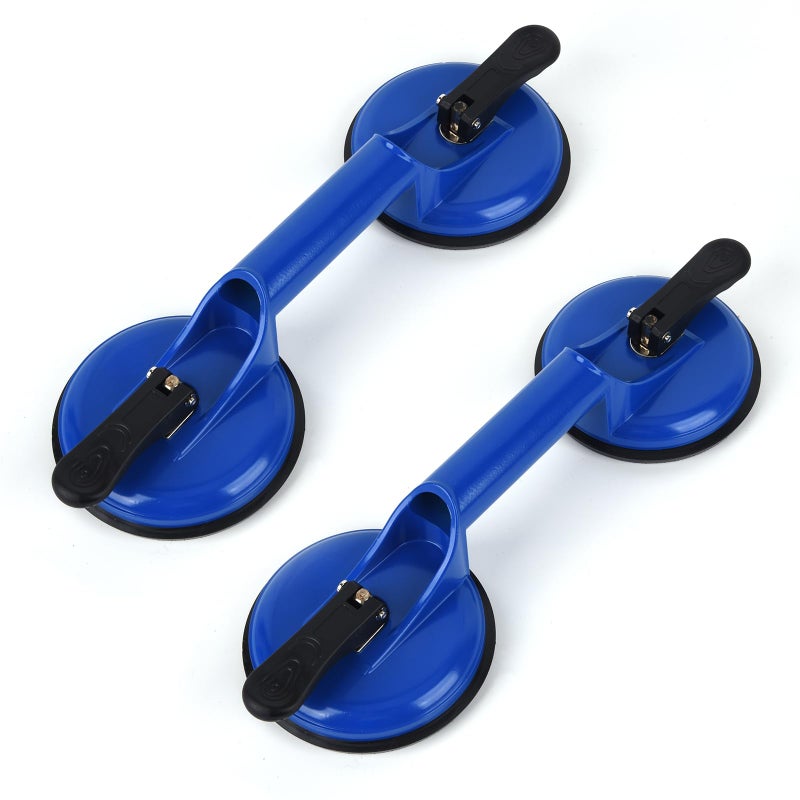 FCHO Suction Cups Heavy Duty Aluminum Vacuum Plate Handle Glass Holder Hooks to Lift Large GlassTile LifterMoving GlassPad for LiftingDent Puller Blue2 Pack