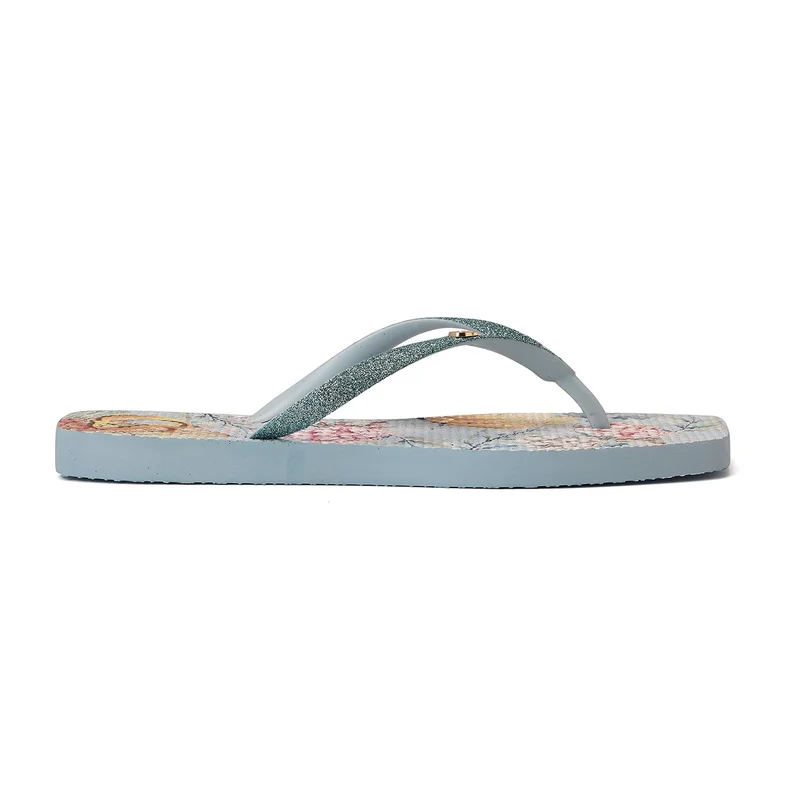 Baby Blue Printed Flip-Flops