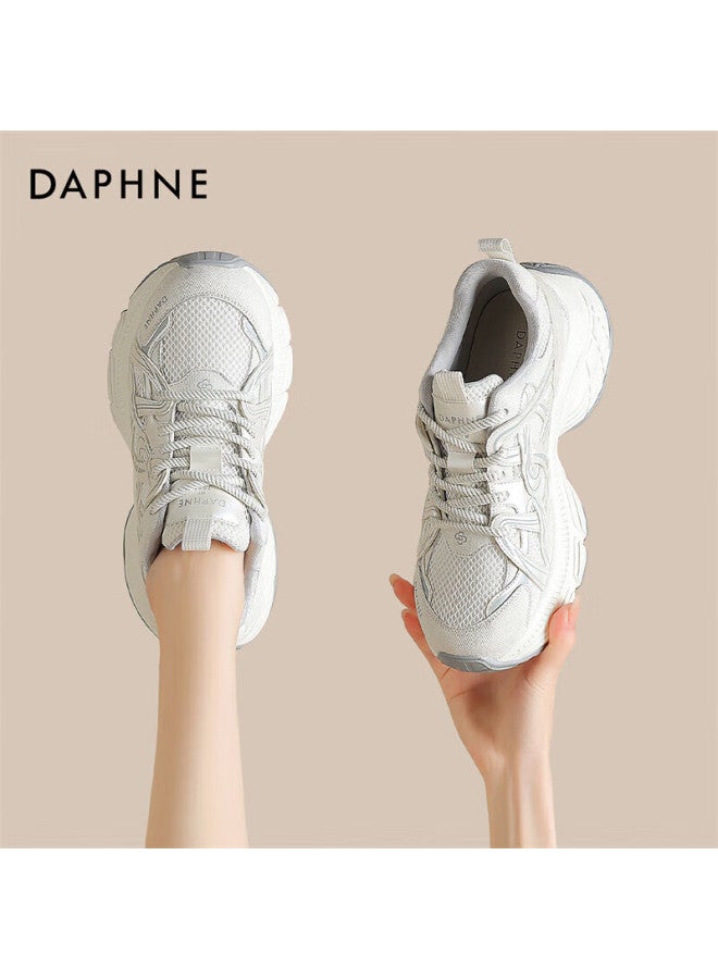 Daphne Casual Shoes Spring New Thick-soled Mesh Breathable Sports Shoes Women's Shoes 4025101107 Beige 35 - Image 1