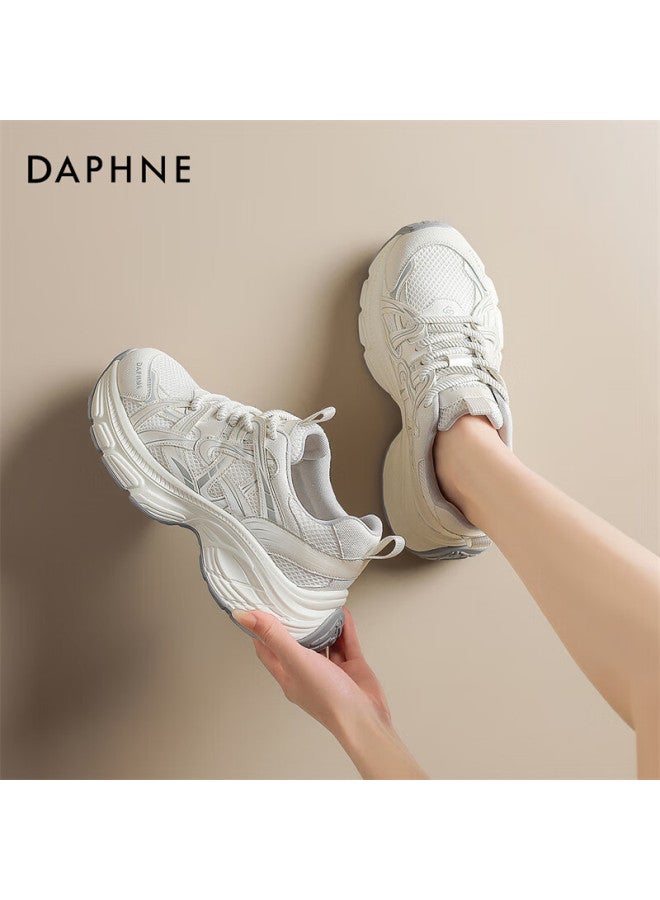 Daphne Casual Shoes Spring New Thick-soled Mesh Breathable Sports Shoes Women's Shoes 4025101107 Beige 35 - Image 2