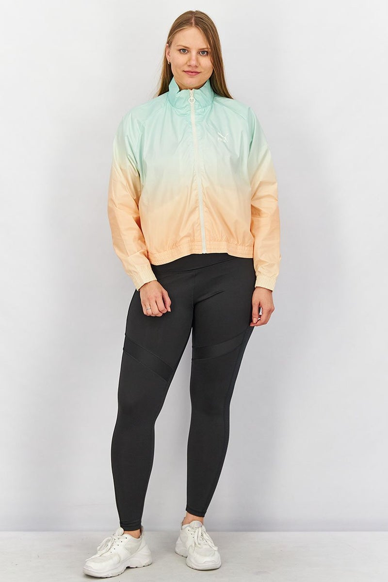 PUMA Women Sports Fit Gloaming AQP Full Zip Jacket, Mint and Orange - Image 2