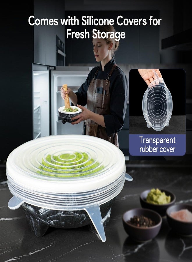 SYOKAMI No Rock Powder 2 Cup Mortar and Pestle Set with Silicone Covers, 6.5 Inch World's 1st Lightweight Molcajete Mexicano with Grinding Ridge, High Efficiency for Guacamole, Spice and Herb, Gift - Image 4