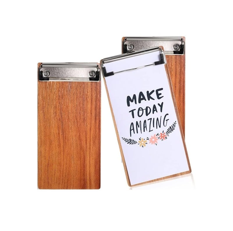 XCSOURCE Wood Check Presenters for Restaurants(8"X 4") Pocket Sized Notepads,Mini Clipboards A6,Small Wooden Office Memo Clipboards,Card and Receipt Holder for Restaurant (Light Wooden Pack of 3) - Image 1