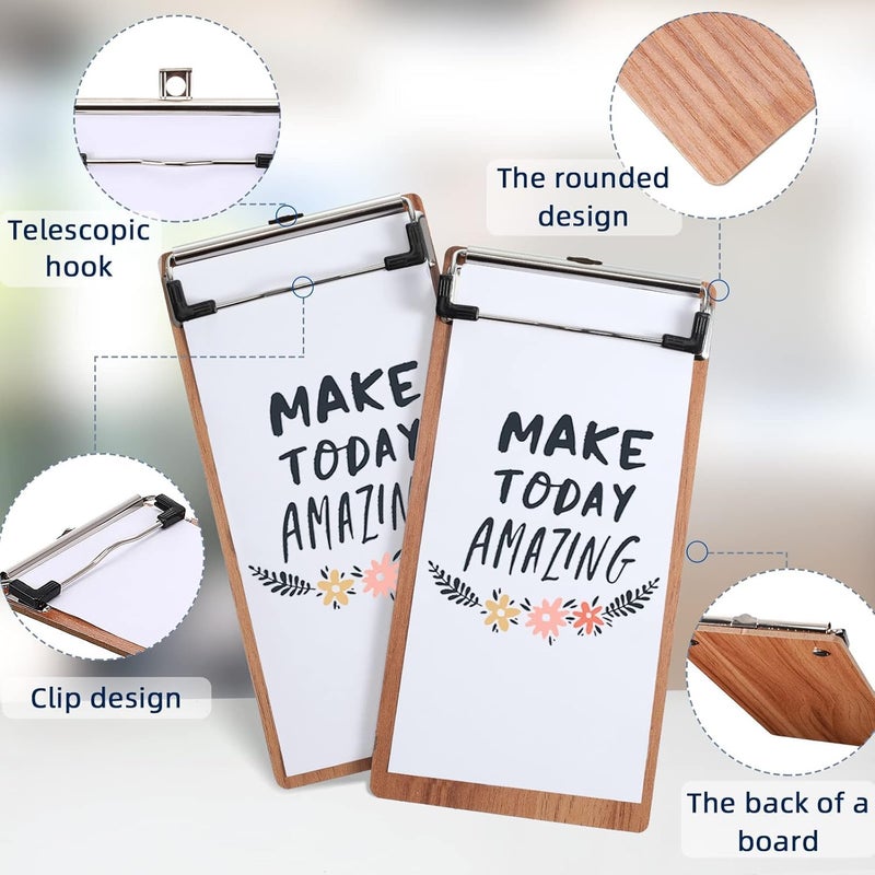 XCSOURCE Wood Check Presenters for Restaurants(8"X 4") Pocket Sized Notepads,Mini Clipboards A6,Small Wooden Office Memo Clipboards,Card and Receipt Holder for Restaurant (Light Wooden Pack of 3) - Image 2