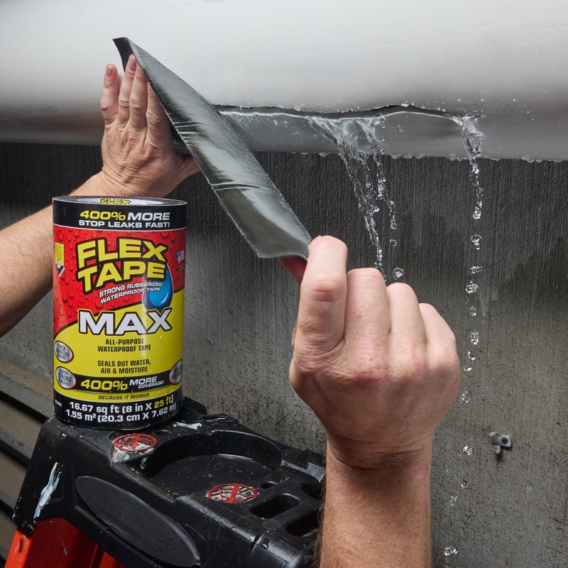 Flex Tape, Original Thick Flexible Rubberized Waterproof Tape - Seal and Patch Leaks, Works Underwater, Indoor Outdoor - Home RV Roof Plumbing and Pool Repairs, Black, 8 in x 5 ft, Pack of 1 - Image 4