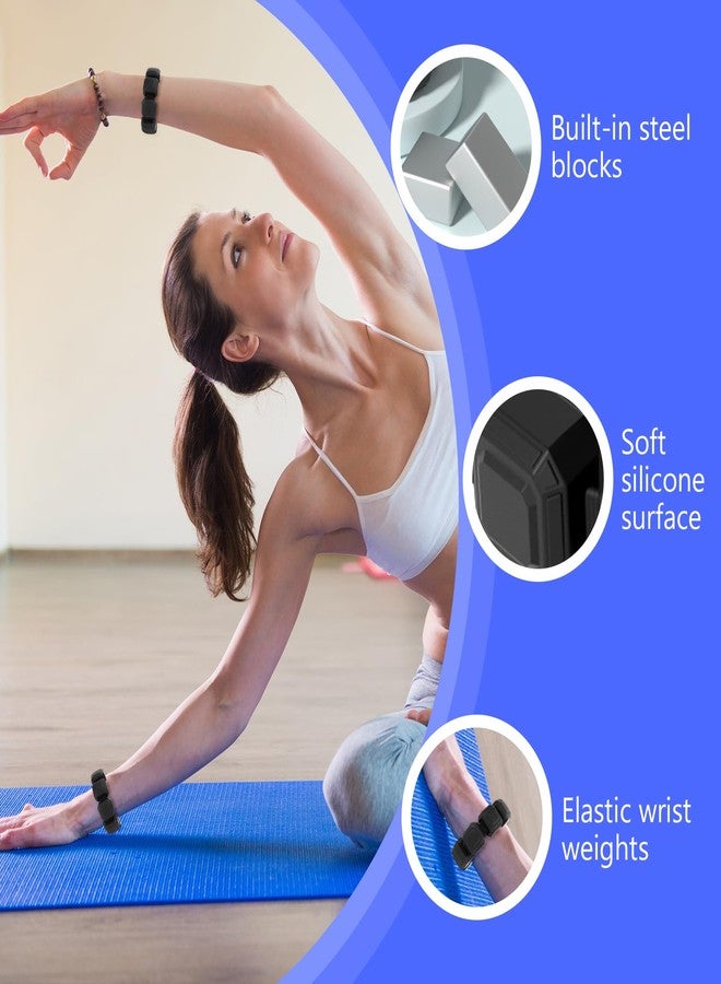 Beyoung Silicone Weight Bearing Bracelets, 0.33lb x 1 Pair for Women and Kids, lightweight Wrist＆Ankle Weights with Elastic String, Portable Mini Excercise Wrist Weights for Walking,Running,Yoga,Dance,Gymnastics and Aerobics - Black - Image 2
