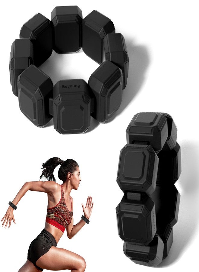 Beyoung Silicone Weight Bearing Bracelets, 0.33lb x 1 Pair for Women and Kids, lightweight Wrist＆Ankle Weights with Elastic String, Portable Mini Excercise Wrist Weights for Walking,Running,Yoga,Dance,Gymnastics and Aerobics - Black - Image 1
