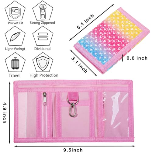 Lamiza Kids Wallet for Boys Girls Teens Trifold, Canvas Toddler Wallet for Boys, Cute Zipper Wallets Youth with Coin Pocket and Card Holders, Novelty Wallets for Childrens Birthday Gifts (Bling Style) - Image 3