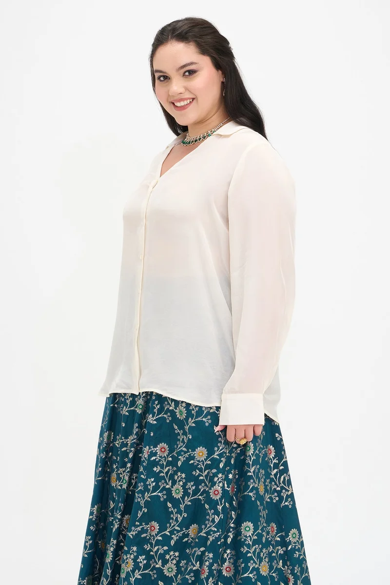 Virgio  Solid Viscose Plus Size Shirt With V-Placket for Women for Women | Best Price UAE